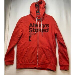 Dutch Bros Coffee hoodie sweater mens large Always Stoked long sleeve orange red
